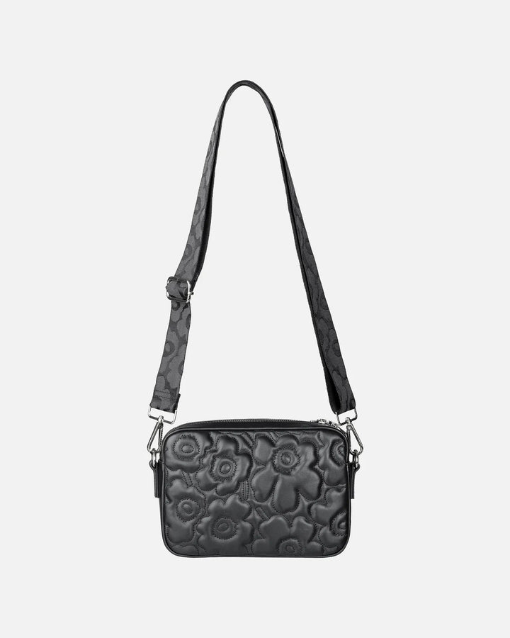 Soft Gratha Embossed Leather Shoulder Bag | Black - pirkko. Marimekko
