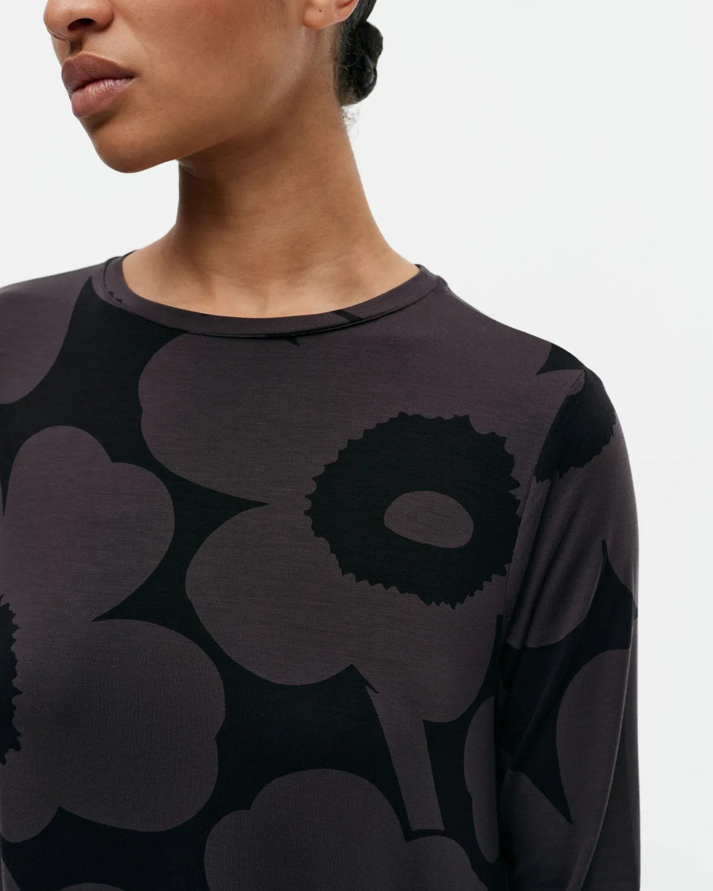 Terassi Unikko Jersey A - Line Dress | Black/Grey - pirkko. Marimekko