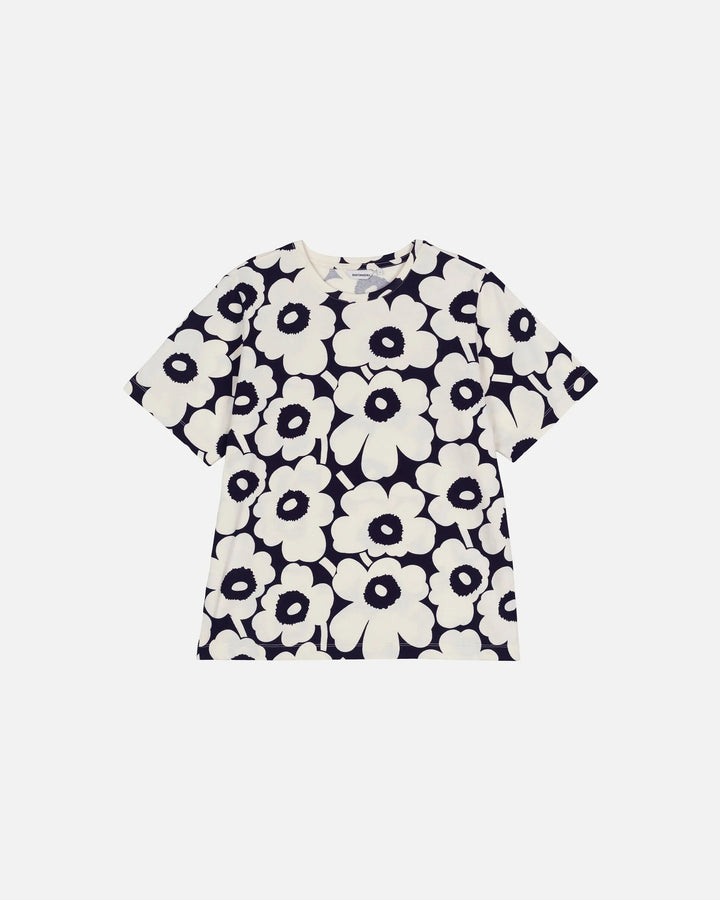 Tunnit Unikko Short Sleeve Relaxed T-Shirt | Black, White - pirkko. Marimekko