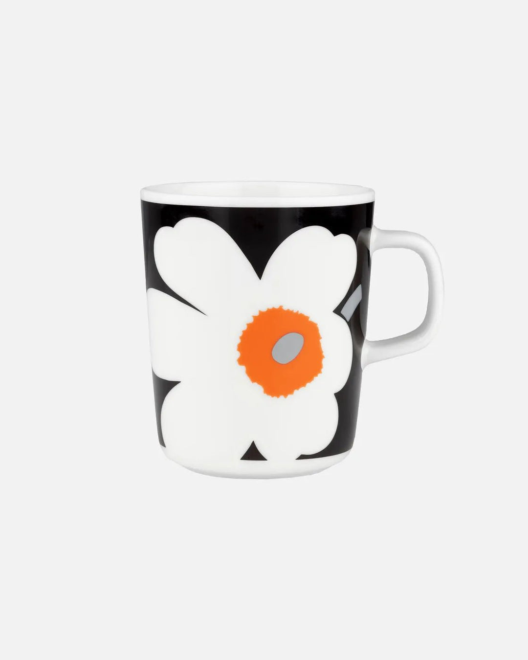 Unikko 60yr Mug 8.5 oz, Black/Orange/White - pirkko. Marimekko