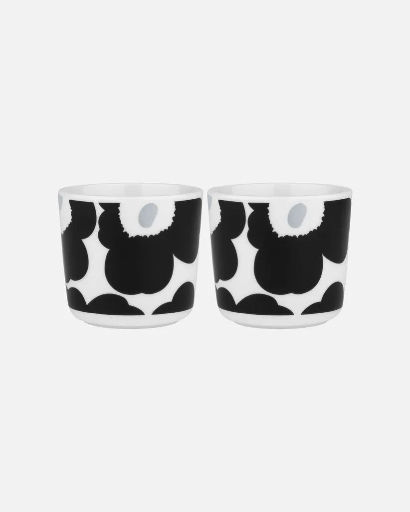 Unikko Cup w/o Handles 2pcs. White/Coal/Silver - pirkko. Marimekko