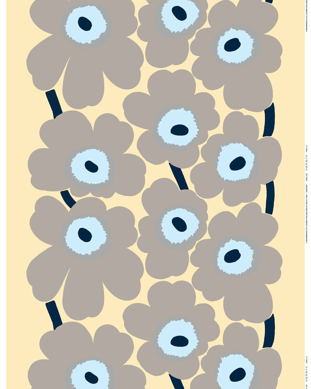 Unikko Linen Fabric | Sand/Grey/Lt. Blue - pirkko. Marimekko