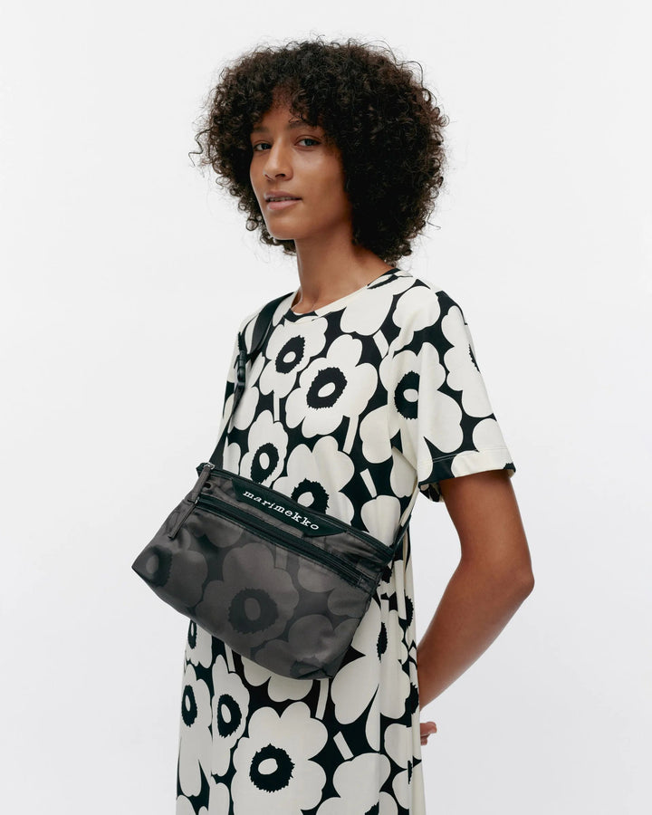 Unikko Small Crossbody Bag | Black, Dark Grey - pirkko. Marimekko