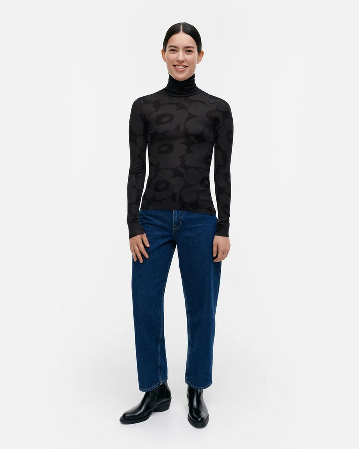 Vilina Unikko Wool Turtleneck | Black, Dark Grey - pirkko. Marimekko