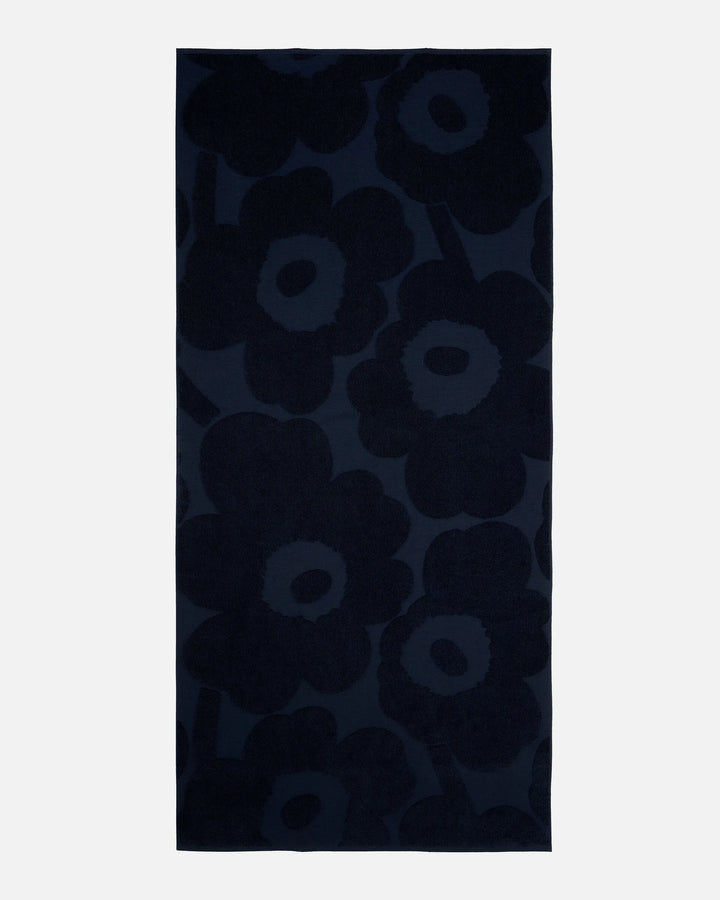 Unikko  Bath Towel, Dark Blue 27.5" x 50"