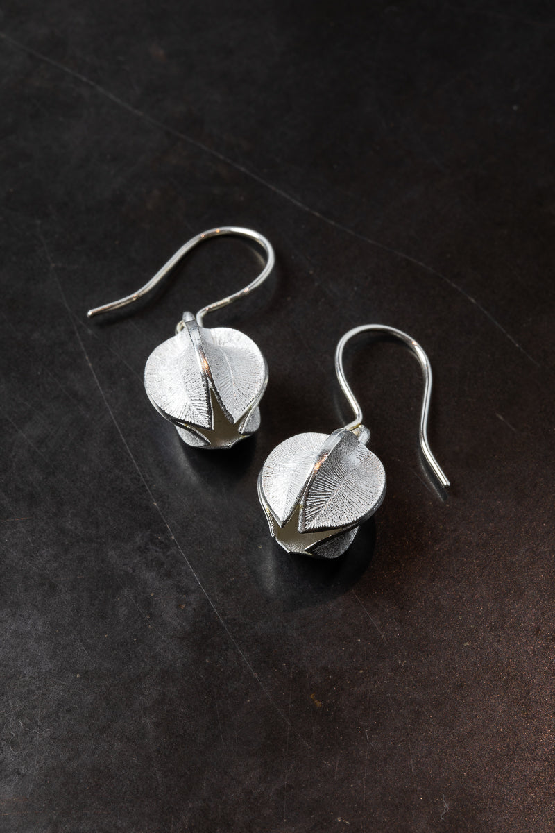Kalevala Silver Snow Flower Earrings, Short