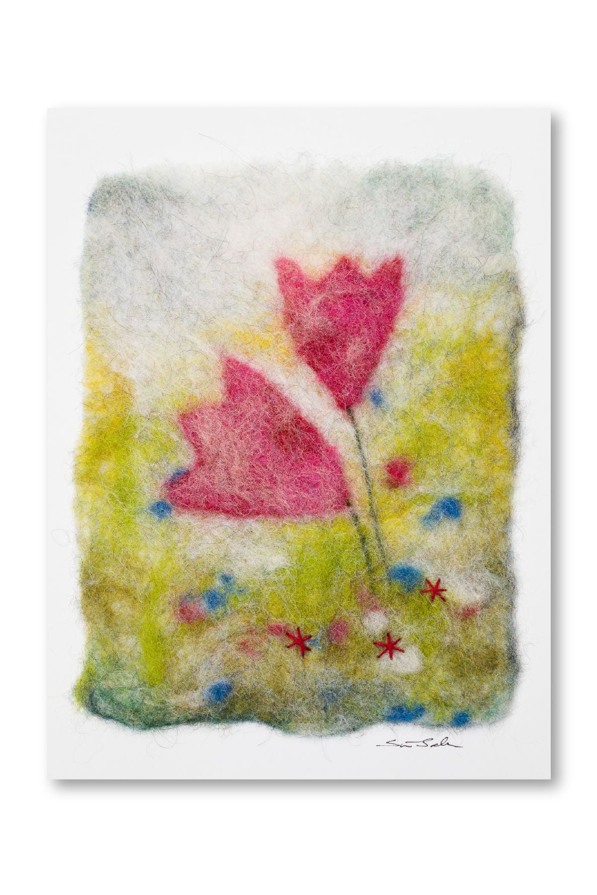 Finnish Felted Cards: Pink Tulips