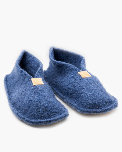 Boiled Wool Slippers, Smokey Blue