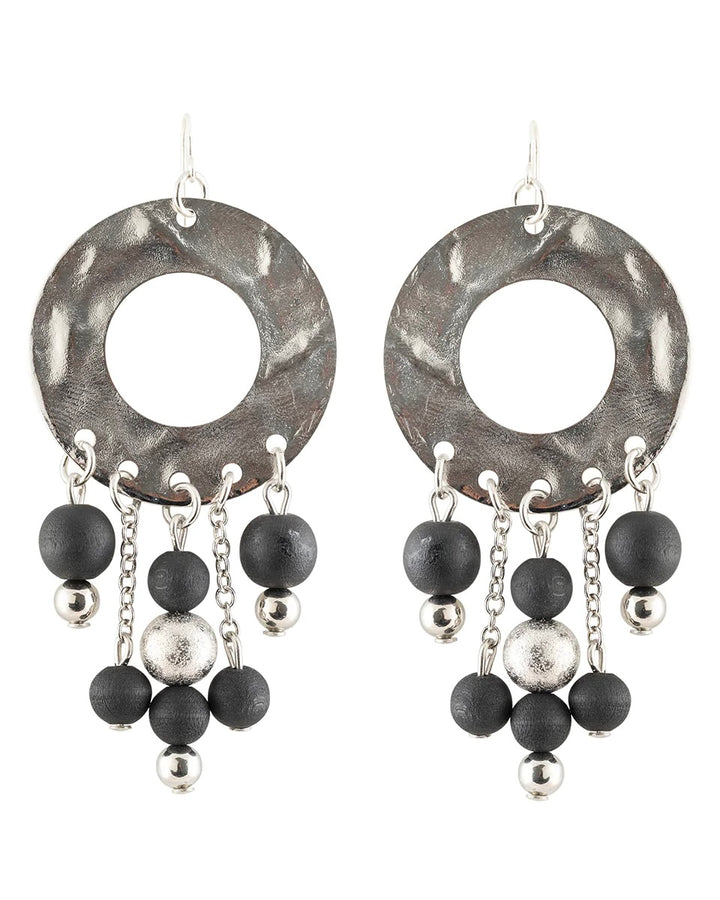Paula Earrings, Silver/ Black