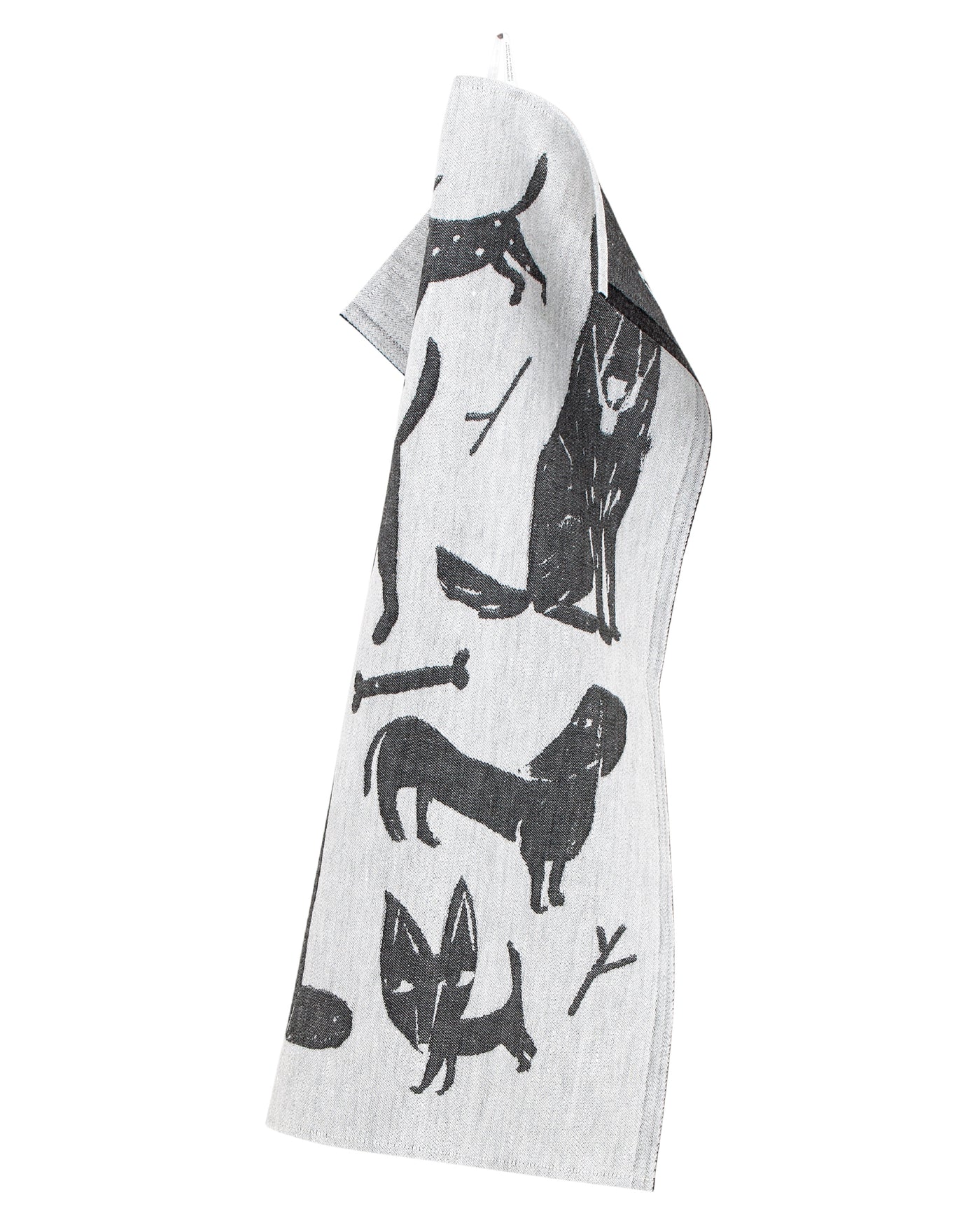 Koirapuisto Tea Towel, White/Black