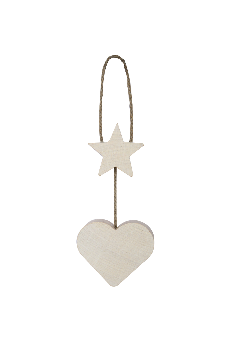 Aarikka Heart & Star Ornament, White