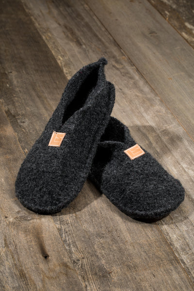 Boiled Wool Slippers, Charcoal