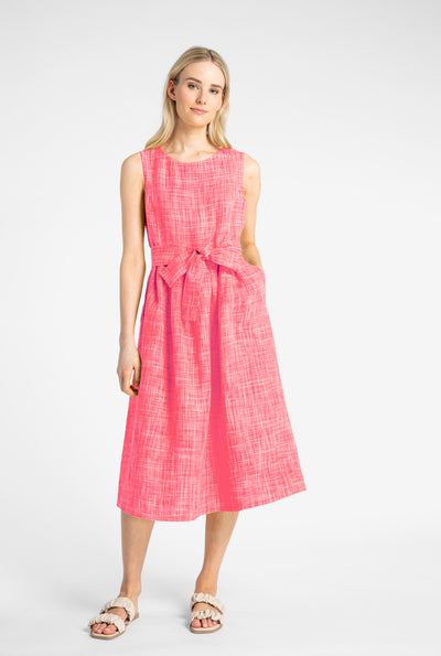 Kuusama Birgit Linen Sleeveless Dress, Pink Melange