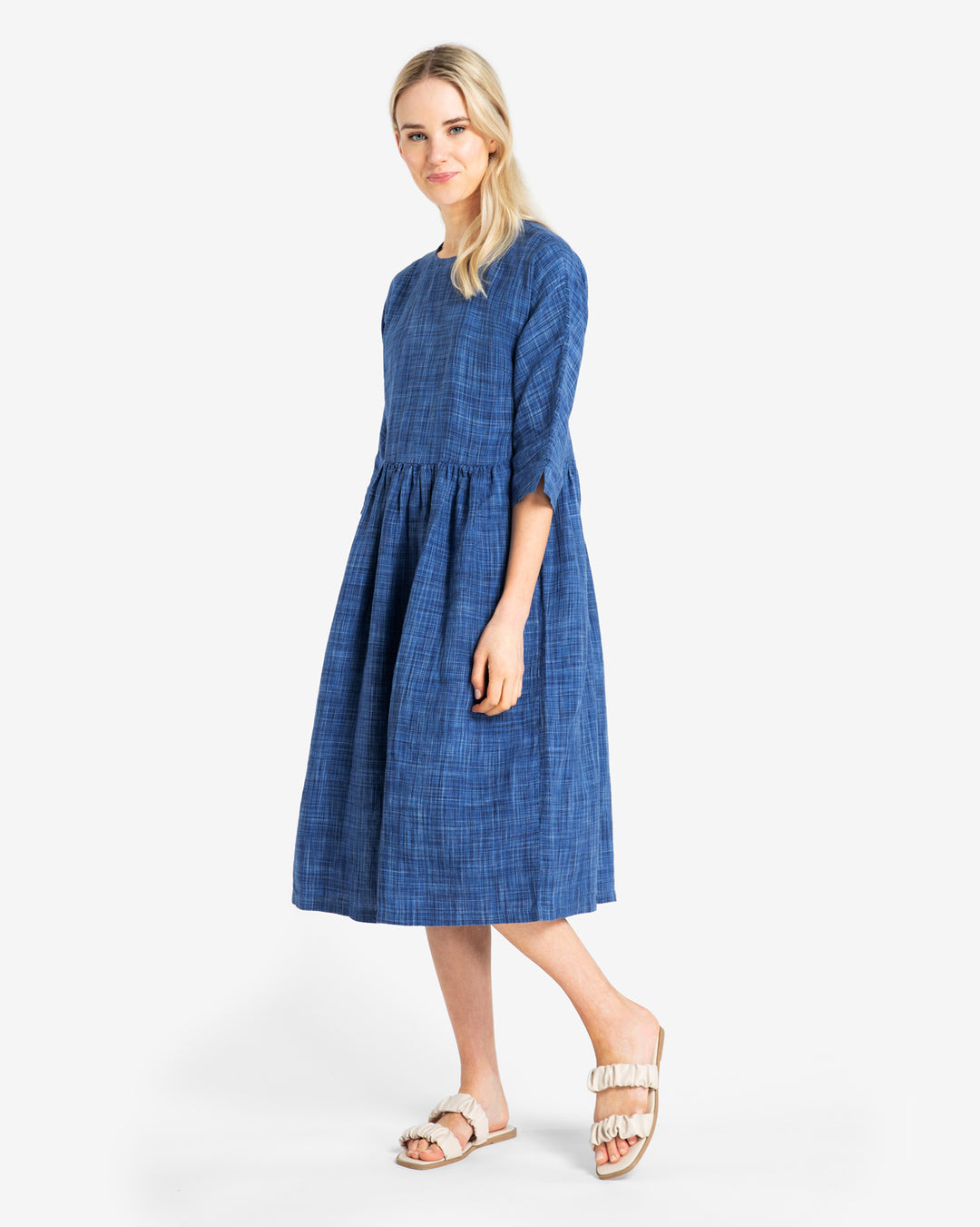 Kuusama Brera Linen Dress, Blue Melange