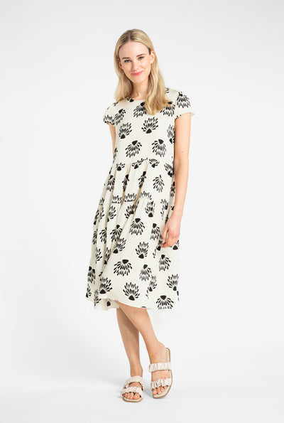Kate Short Sleeve Tiered Viscose Dress, Off White