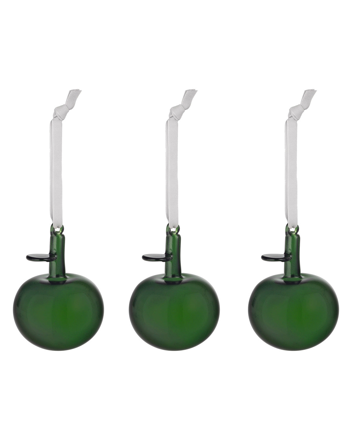 Iittala Glass Apple Ornament Set/3, Green