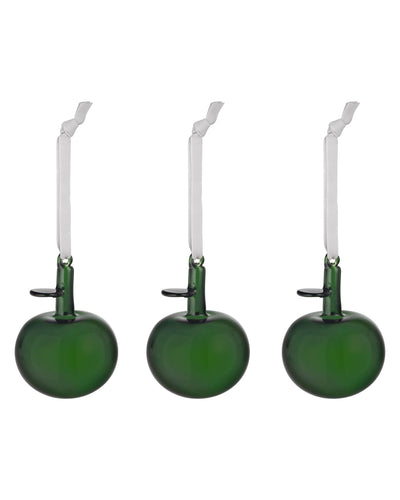 Iittala Glass Apple Ornament Set/3, Green
