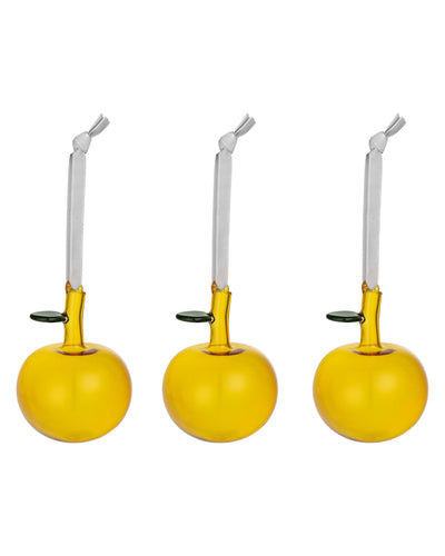 Iittala Glass Apple Ornament Set/3, Yellow
