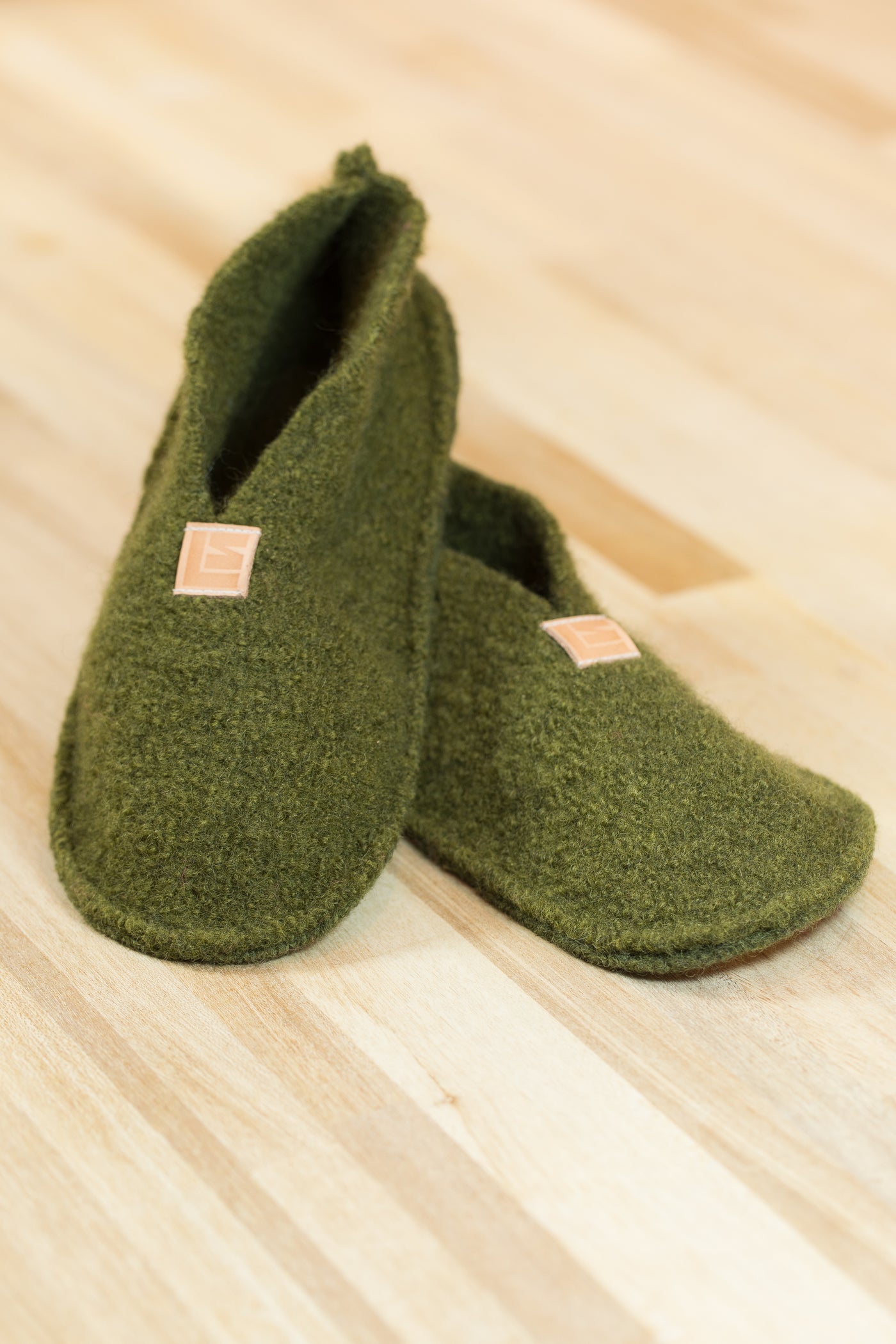 Boiled Wool Slippers, Moss
