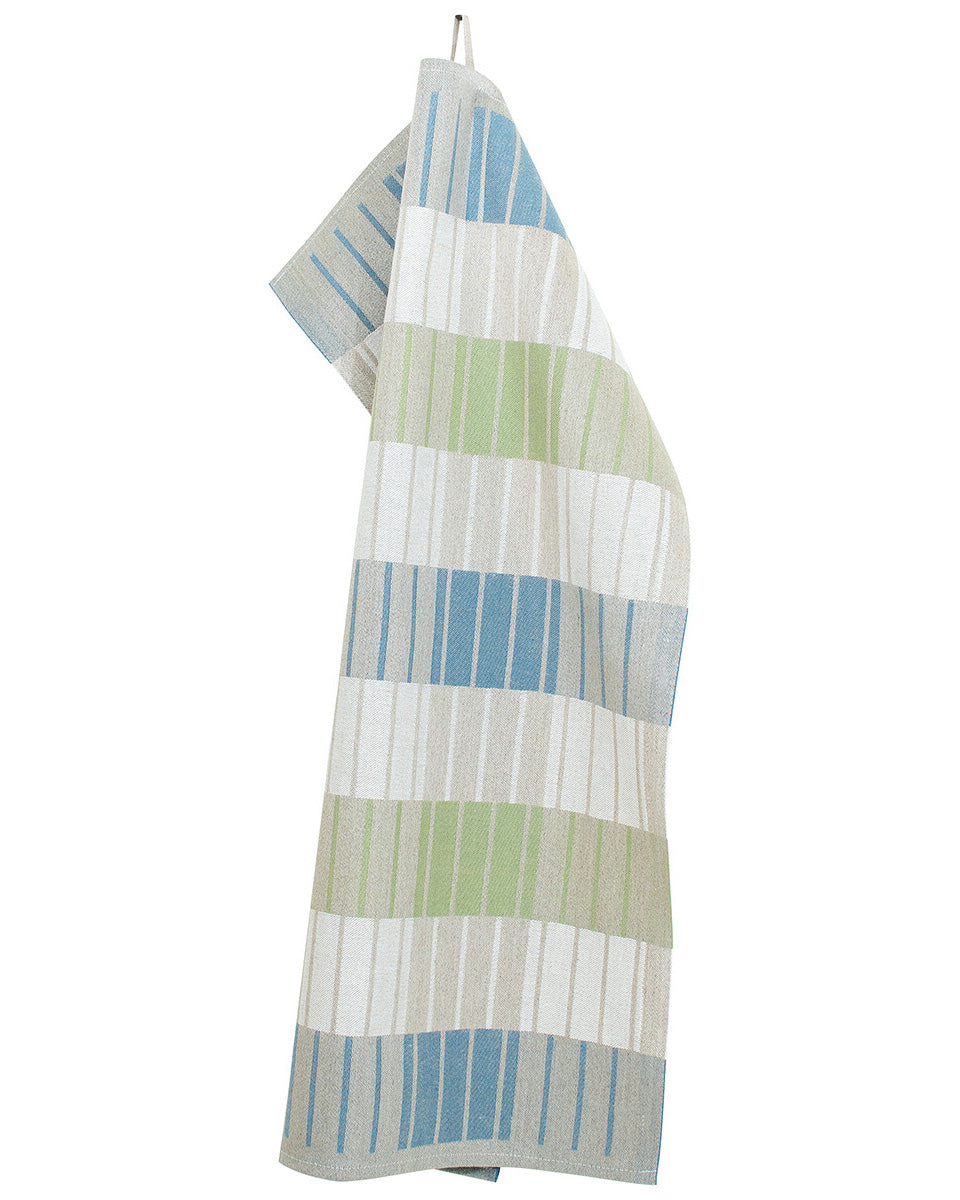 Sointu Linen Tea Towel, Linen, Blue, Green
