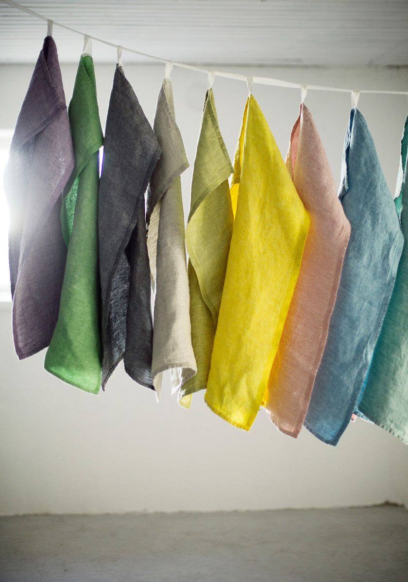 Mono Washed Linen Tea Towel, Turquoise